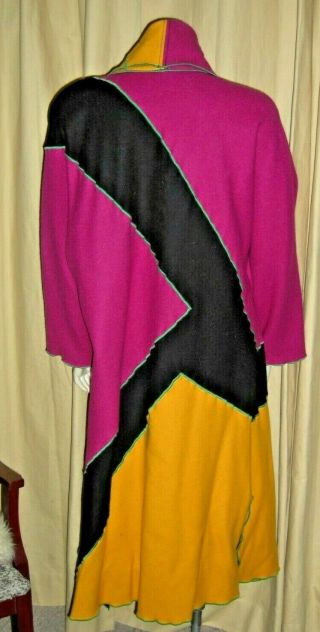 SPECTACULAR Vintage 80s Cindy Owings COD Wool Color Block Art To Wear Coat M 5