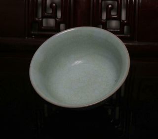 Old Chinese Ru Kiln Celadon Porcelain Bowl 5.  51” 2