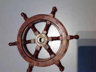 Solid Brass Wood Nautical Collectable Large Ship Wheel 12 Inch (cz)