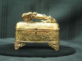 Phenomenal Oriental Antique Dragon Box/jewelry Casket 6 " X 3 " X 4 1/2 "