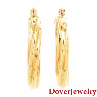 Italian Milor 18K Yellow Gold Crossover Hoop Earrings NR 2