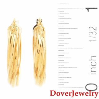 Italian Milor 18K Yellow Gold Crossover Hoop Earrings NR 3