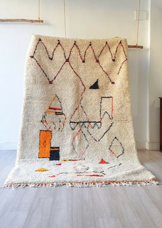 Azilal Rug,  Vintage Moroccan Rug Beni Ourain Carpet,  Wool Rug