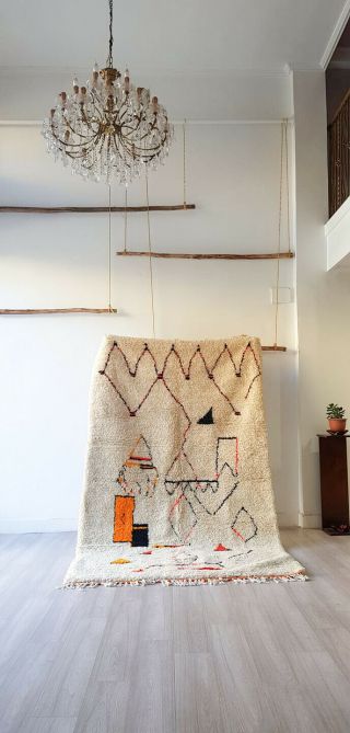 azilal rug,  vintage Moroccan rug beni ourain carpet,  wool rug 3