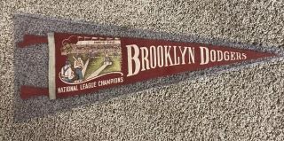 Vintage 1940s Brooklyn Dodgers Ebbets Field National League Championsred Pennant