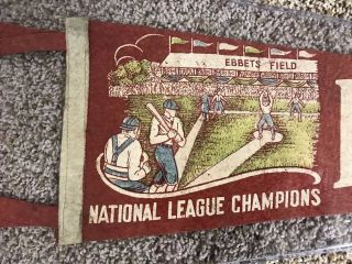 Vintage 1940s Brooklyn Dodgers Ebbets Field National League ChampionsRed Pennant 4