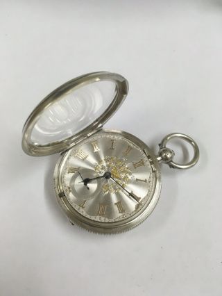 Antique Solid Silver Fusee Pocket Watch Large & Heavy  Plz Look