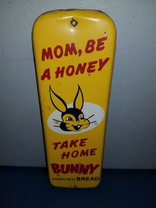 (VTG) 1940s BUNNY BREAD Country Store Door Push Tin Sign advertising 8