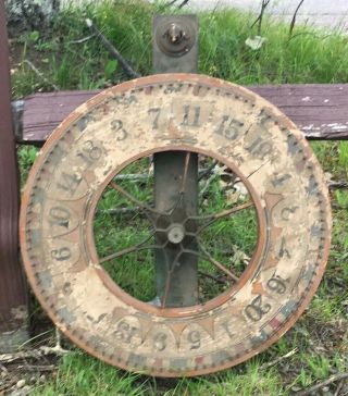 Rare Antique Double - Sided Carnival Casino Circus Game Spinning Wheel Of Chance