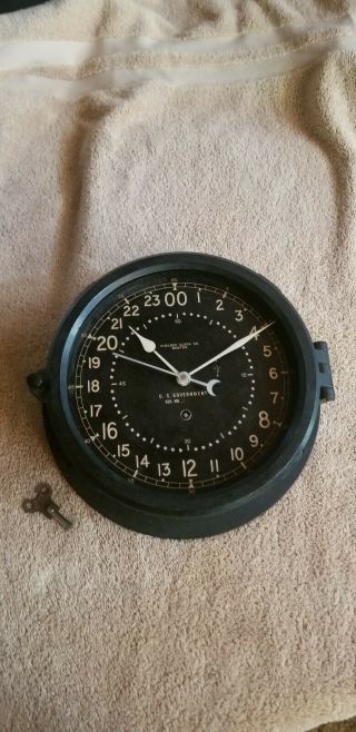 1954 Us Government Chelsea Ships Clock 24 Hour Dial