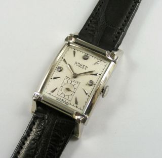 Gruen Curvex Solid 14k Gold Diamond Dial Gents 1940 