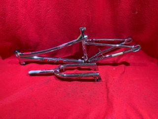 Nos Vintage 1998 Gt Tour Frame And Fork Silver Bmx Freestyle Racing