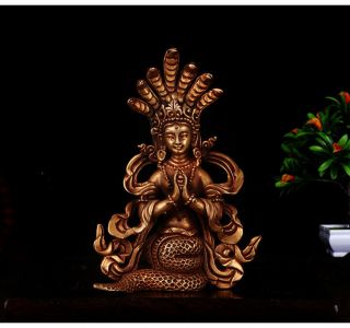 4 " Asian Antique Tibet Copper Gilt Hand Made Nagarjuna Bodhisattva Statue
