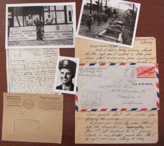 Wwii Letters,  D - Day,  1st Division,  Belgium " Really Swell People " Kia Related