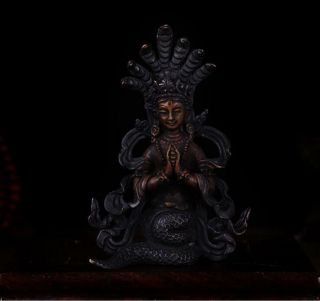 3.  5 " Asian Antique Tibet Copper Hand Made Brown Nagarjuna Bodhisattva Statue