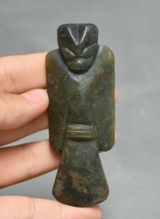 3.  6 " Old Chinese Hongshan Culture Green Jade Carved Eagle Birds Pendant Amulet