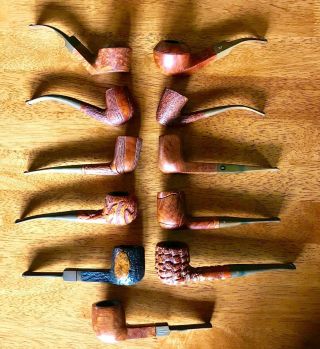 Vintage Briar 11 X Estate Smoking Pipes,  Stand Savinelli Comoy Carrera Roche