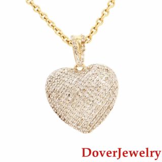Estate Diamond 14k Gold Heart Cluster Pendant Nr