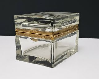 Large Antique French Bronze & Cut Crystal Casket Jewel Box 4