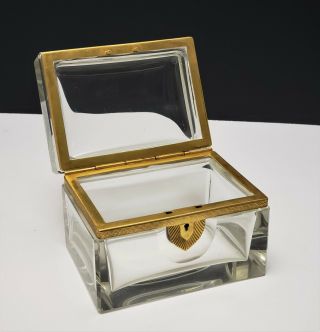 Large Antique French Bronze & Cut Crystal Casket Jewel Box 5