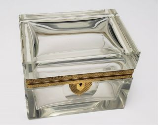 Large Antique French Bronze & Cut Crystal Casket Jewel Box 6