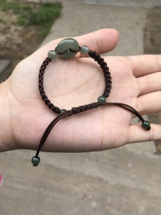 100 Natural Burmese Jadeite Jade Adjustable Woven Circle Donut Bracelet A 668