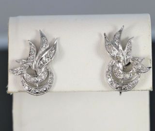 $2,  500 Estate Naomi Vintage 14k White Gold Single Cut Diamond Screw On Earrings