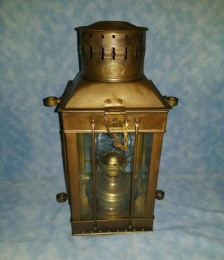Antique Ca.  1920s Neptune Brass Lantern Oil Lamp Nautical Maritime Ship Captain