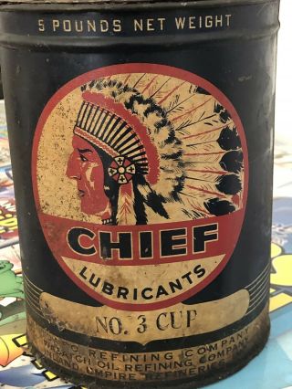 Vintage 5 Lb.  Chief Grease Can