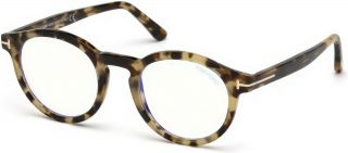 Tom Ford Tf 5529 Ft5529 - B Shiny Vintage Havana Blue Block Lenses 055 Eyeglasses