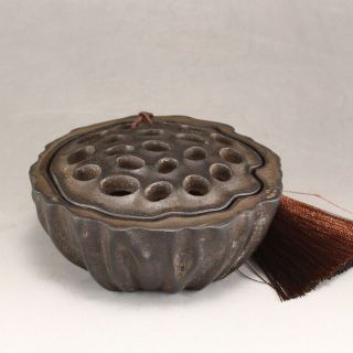 Vintage Chinese Zitan Wood Lotus Pod Incense Burner