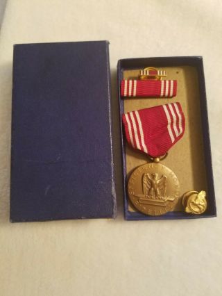 Ww2 Good Conduct Award Medal & Ribbon Ww11 1944 Vintage Militaria Us Army Navy