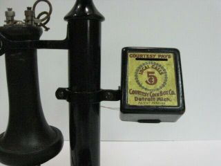Vintage Courtesy Coin Box For Candlestick Telephone