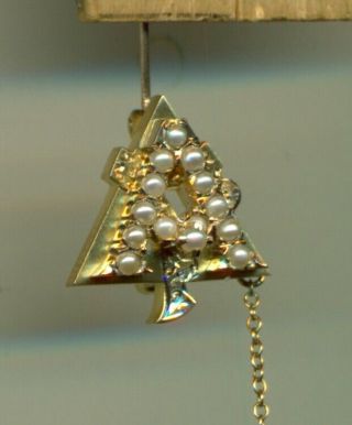 Vintage Alpha Gamma Delta sorority fraternity gold pearl McGill pin - Wow 2