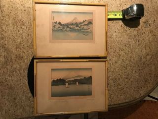 Hiroshige & Hokusai Mount Fuji Japanese Woodblock Prints In Orig.  Frames.  Signed