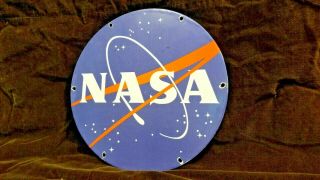 Vintage Nasa Porcelain Gas Space Agency Science Station Old " Meatball " Sign