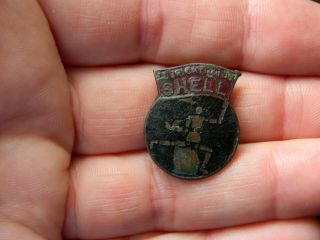 Un Researched Vintage Enamelled Shell Badge Early Oil Metal Detecting Detector