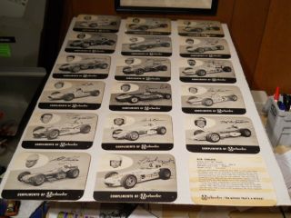 Vintage Indianapolis 500 Driver Cards Circa 1965