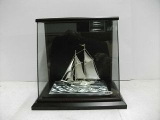 The Sailboat Of Pure Silver Of Japan.  2masts.  34g/ 1.  20oz.  Japanese Antique