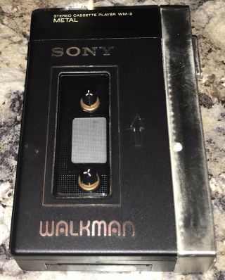 Vintage SONY WALKMAN WM - 3 Stereo Cassette Player DELUXE w/Box PARTS/REPAIR 7