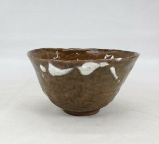 H877 Japanese tea bowl of OLD SHODAI pottery with appropriate glaze and clay 5