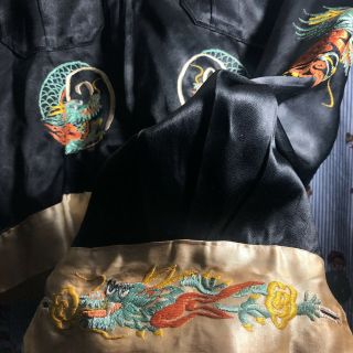 Vintage 1950s Japan Military Embroidered Souvenir Reversible Jacket Women’s 10