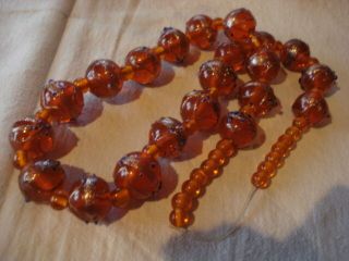 Rare Old Venetian Amber Red Glass Beads Loose Beads Necklace Handmade Glass