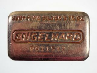Engelhard 999,  Fine Silver 5 Tr.  Oz Vintage Hand Poured Loaf Bar Ingot