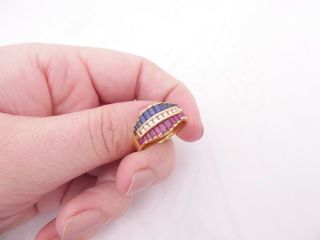 18ct Gold Diamond Ring,  Sapphire Ruby Art Deco Design 18k 750