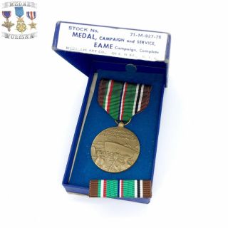 Wwii Army European African Middle Eastern Campaign Medal Ribbon Bar Box Eame Ww2
