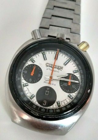 Vintage Citizen Bullhead 8110a Chronograph Automatic Watch