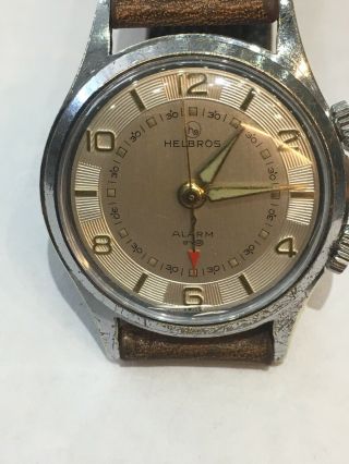 Vintage HELBROS Men ' s ALARM Watch.  Stainless Steel As - 1475 31E Valjoux 233 7