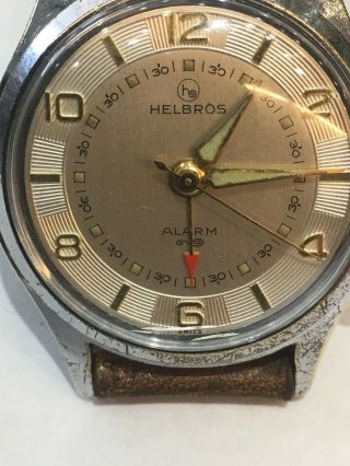 Vintage HELBROS Men ' s ALARM Watch.  Stainless Steel As - 1475 31E Valjoux 233 8