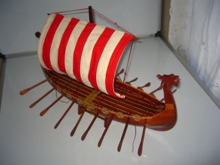 Viking Dragon Boat Hand Made Wooden Model Ship 24 "
